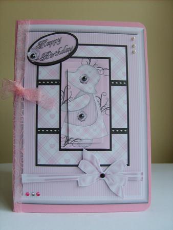 Sunbonnet Sue Pink Card by ANGELA STYLES