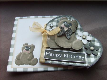 Beary Special - Charcoal - Heart Shaped Fold Card Kit by ANGELA STYLES