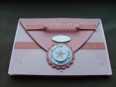 Pink - You're a Star Envelope Card with Decoupage by ANGELA STYLES