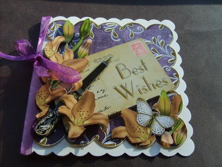 Orange Lily Purple Best Wishes Postcard Step by Step by ANGELA STYLES
