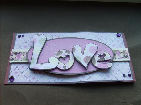 Love Hearts Dl Decoupage Card - Pale Mauve by ANGELA STYLES