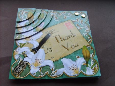 White Lily Teal Thank You Postcard 6in Duo Corner Stacker by ANGELA STYLES