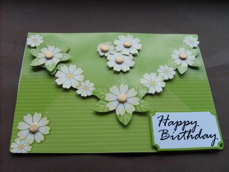 Green Primrose Envelope Card with Decoupage by ANGELA STYLES