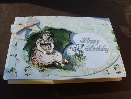 Vintage Girl in a Meadow Birthday Decoupage by ANGELA STYLES