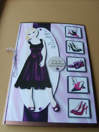 So Many Shoes So Little Time Decoupage Card - Pink & Plum by ANGELA STYLES