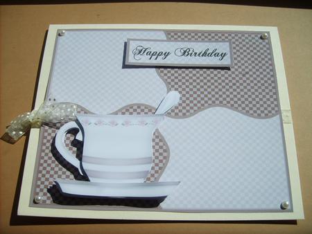 Pink and Brown Teacup Layered Card by ANGELA STYLES