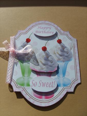 Ice Cream Decoupage folded card by ANGELA STYLES