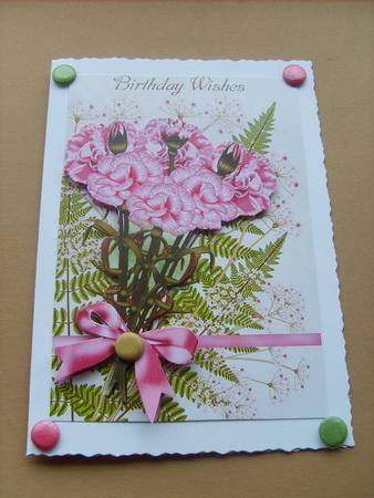 Carnation Birthday Greeting Card Front by ANGELA STYLES