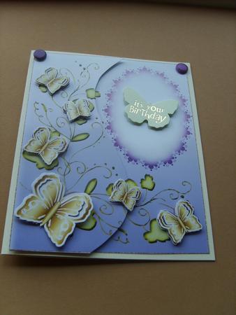 Rubber Stamp Effect Artistic Vine & Butterflies Card 3 by ANGELA STYLES