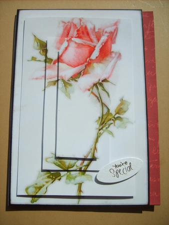 Single Pink Rose Pyramage Card Topper by ANGELA STYLES