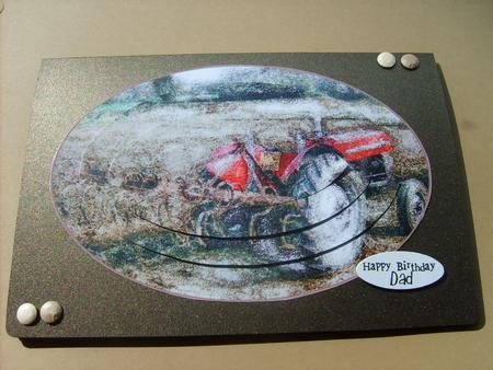 Tractor Ploughing Oval Card Topper by ANGELA STYLES