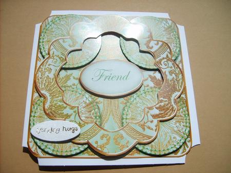 Mint Multi Mix Friend 3D Rosette Decoupage Card Front by ANGELA STYLES