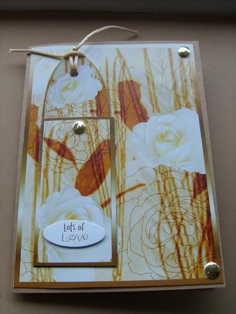 White Roses on Gold Bookmark Card by ANGELA STYLES