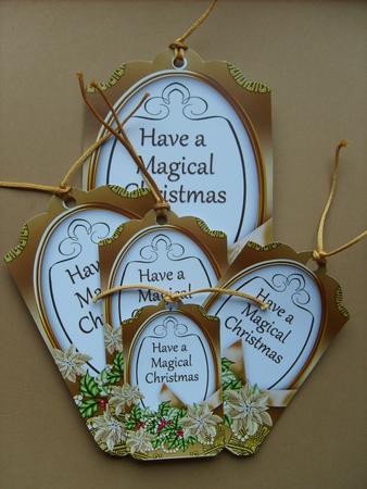 Gold Poinsettia Magical Christmas Sentiment Tag Sheet by ANGELA STYLES