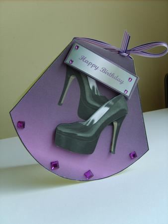 Patent Shoes on Cerise Wobble Card by ANGELA STYLES