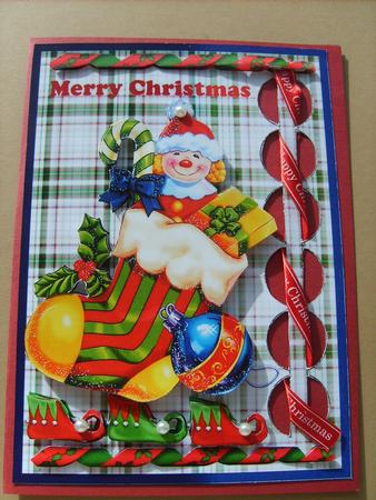 Woven Ribbon Card - Toys in Stocking by ANGELA STYLES