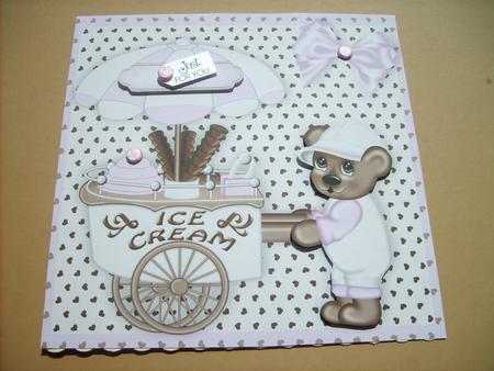 Litle Icecream Teddy with Pink Bow by ANGELA STYLES