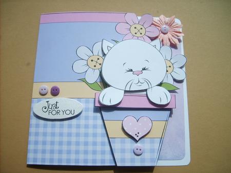 Flowerpot Kitten Shaped Square Card by ANGELA STYLES