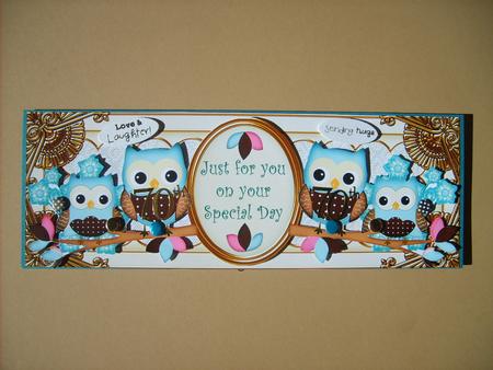 Blue Owls Cream Special Day Large Dl Topper by ANGELA STYLES