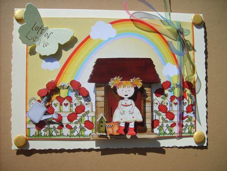 Rainbow Garden Card Front and Decoupage by ANGELA STYLES
