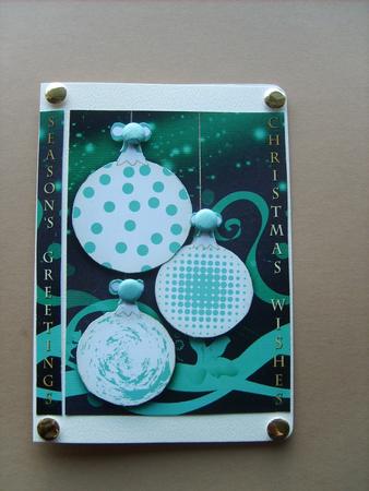 Modern Trio Bauble Christmas Card Front by ANGELA STYLES