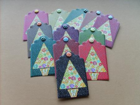 Happy Buttons Christmas Tree Tags Set 1 by ANGELA STYLES