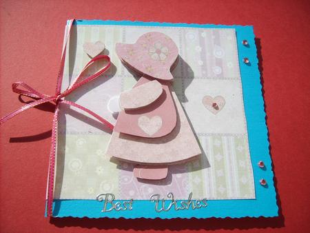 Sunbonnet Sue in Flowers and Hearts Patchwork Quick Card by ANGELA STYLES