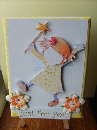 Cute Yellow Spotty Dress Fairy Quick Card by ANGELA STYLES