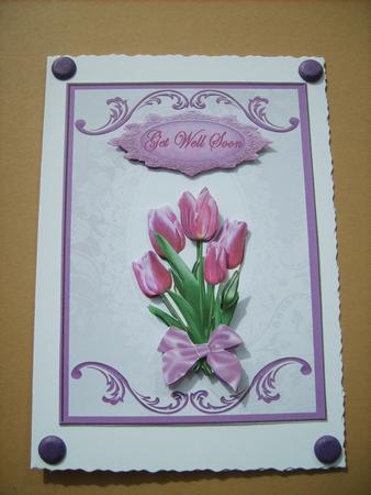 Tulips on Lace, Card with Decoupage by ANGELA STYLES