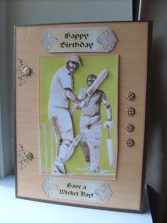 Have a Wicket Day, Cricket Card Front & Decoupage by ANGELA STYLES