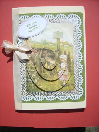 Donkey Heaven Victorian Style Oval Pyramid Card Front by ANGELA STYLES
