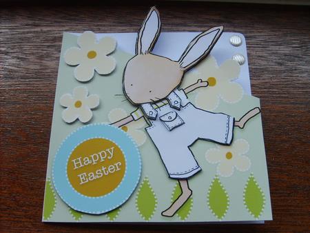 Diagonal Over the Edge Easter Bunny Card by ANGELA STYLES
