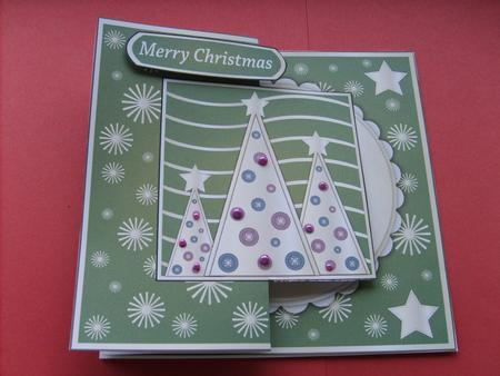 Button Silver Christmas Trees Fold Back Light Blue by ANGELA STYLES
