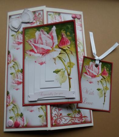 Beautiful Vintage Pink Rose Gate Fold A5 Mini Kit by ANGELA STYLES