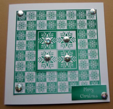 Snowflakes Tiled Square White Silhouette - Teal by ANGELA STYLES