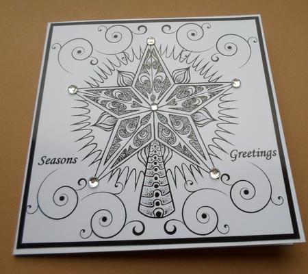 Christmas Star Black and White 8x8 Square Topper by ANGELA STYLES