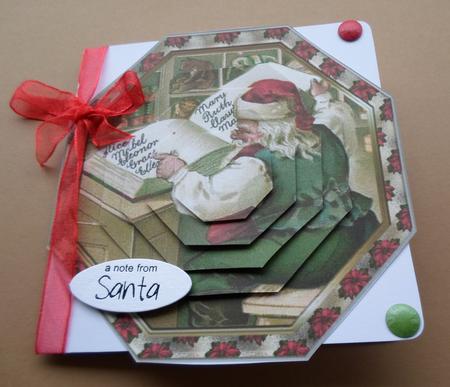 Christmas Vintage Santas Workshop folded card by ANGELA STYLES