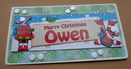 Xmas Owen Rudolph Signpost Large Dl Easicut Decoupage by ANGELA STYLES