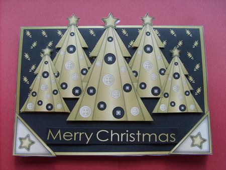Buttons Christmas Trees Ii Over the Edge Black by ANGELA STYLES