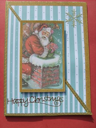 Santa and Chimney Corner Card by ANGELA STYLES