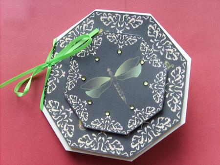 Dragonfly and Butterflies Octagon Shaped Card by ANGELA STYLES