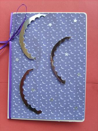 Moon and Stars on Purple Backing Paper by ANGELA STYLES