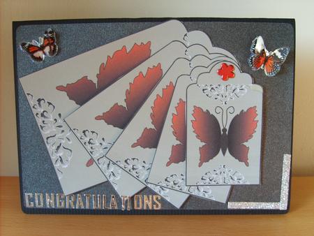 Khaki Tags with Red-black Butterfly by ANGELA STYLES
