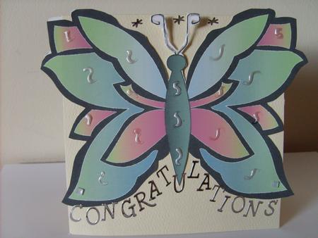 Lace Butterfly Shaped Card (pastels) by ANGELA STYLES