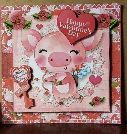 Valentine Animal PIG Card Front Kit by Angela Taylor