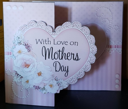 3 in 1 Floral Heart - 3D Shaped No-Hole Fold Back Card with Decoupage Mini Kit by Angela Taylor