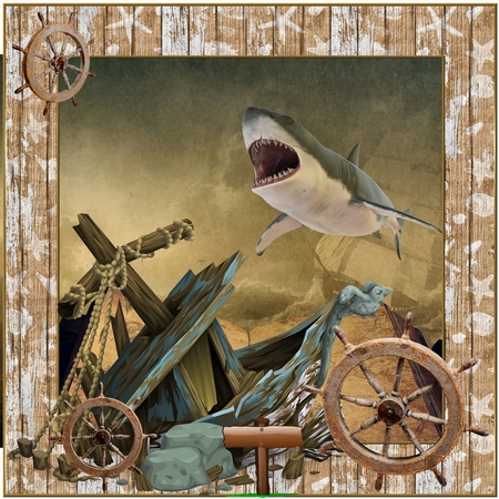 Beach Pattern Wood Effect 12 x Frame Kit  by Angela Taylor