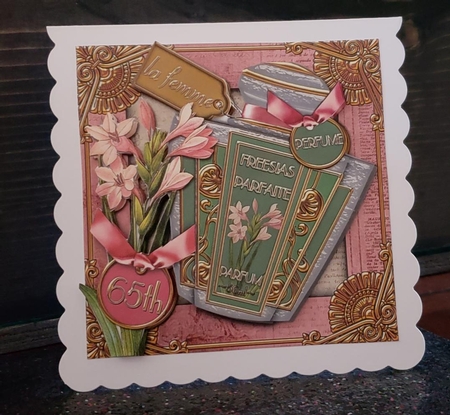 Freesias Perfume 65th Birthday Step by Step Decoupage Sheet by Angela Taylor