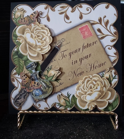 Cream Roses New Home Ink Saver 8in Decoupage Topper by Angela Taylor