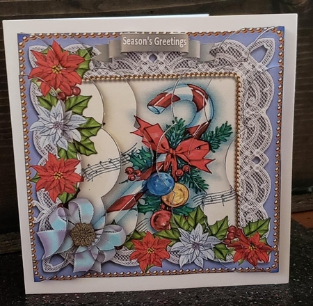 Candycane Poinsettia 5in Scalloped Side Stacker by Angela Taylor